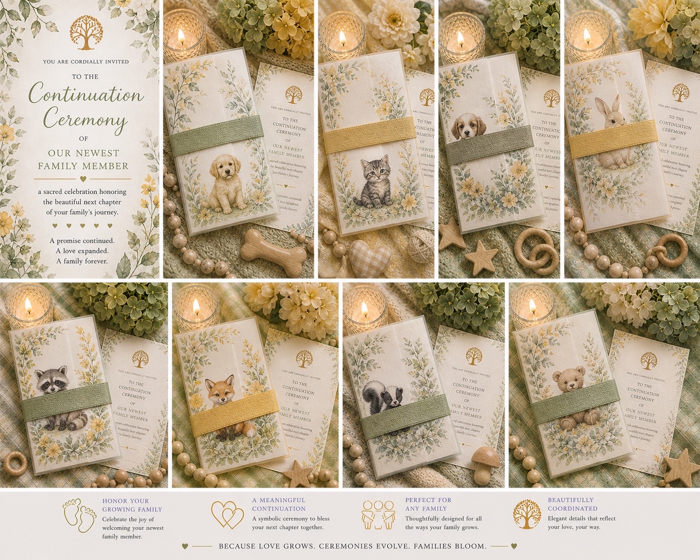 Continuation Ceremony floral family member invitation collection