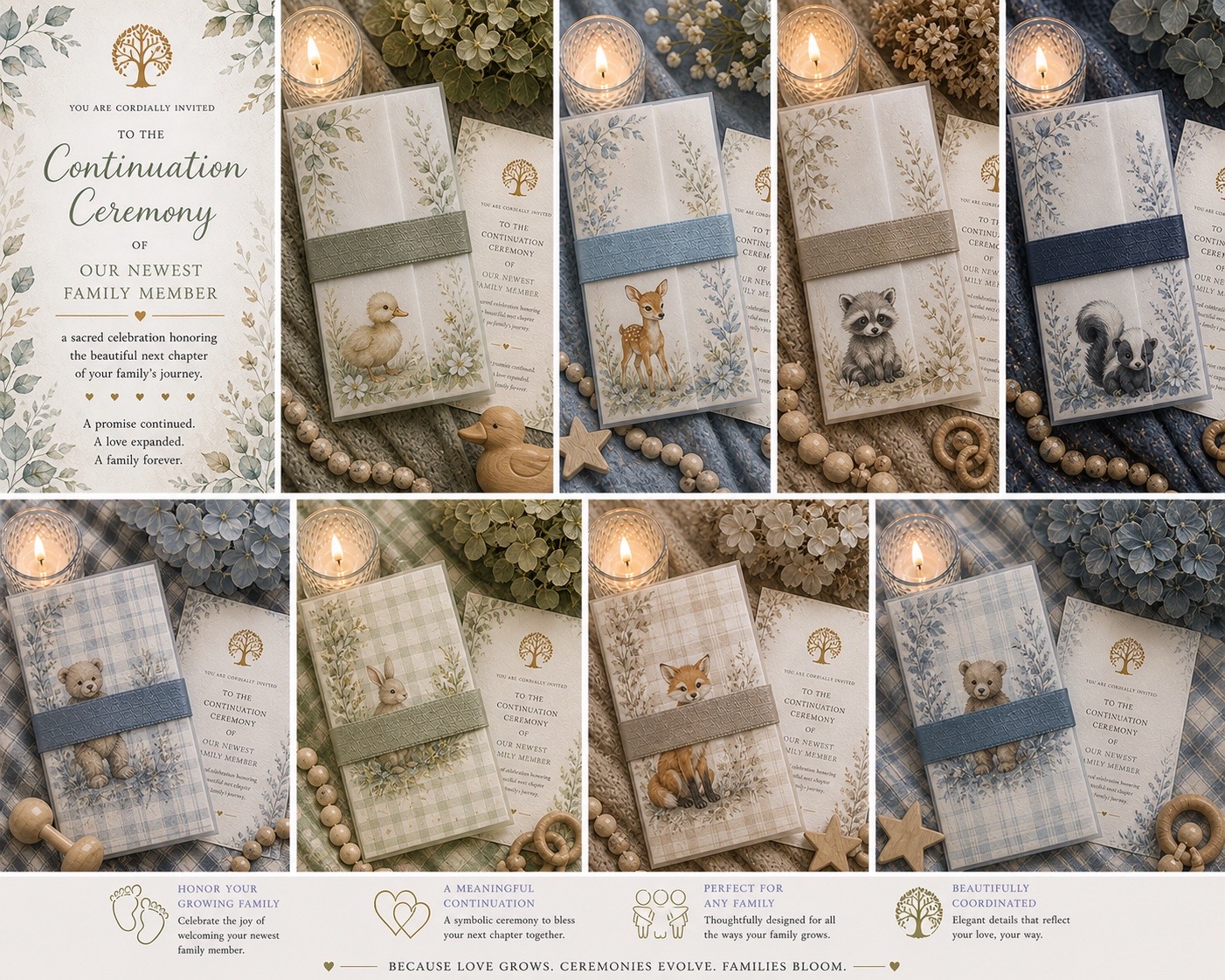 Continuation Ceremony woodland animal invitation collection