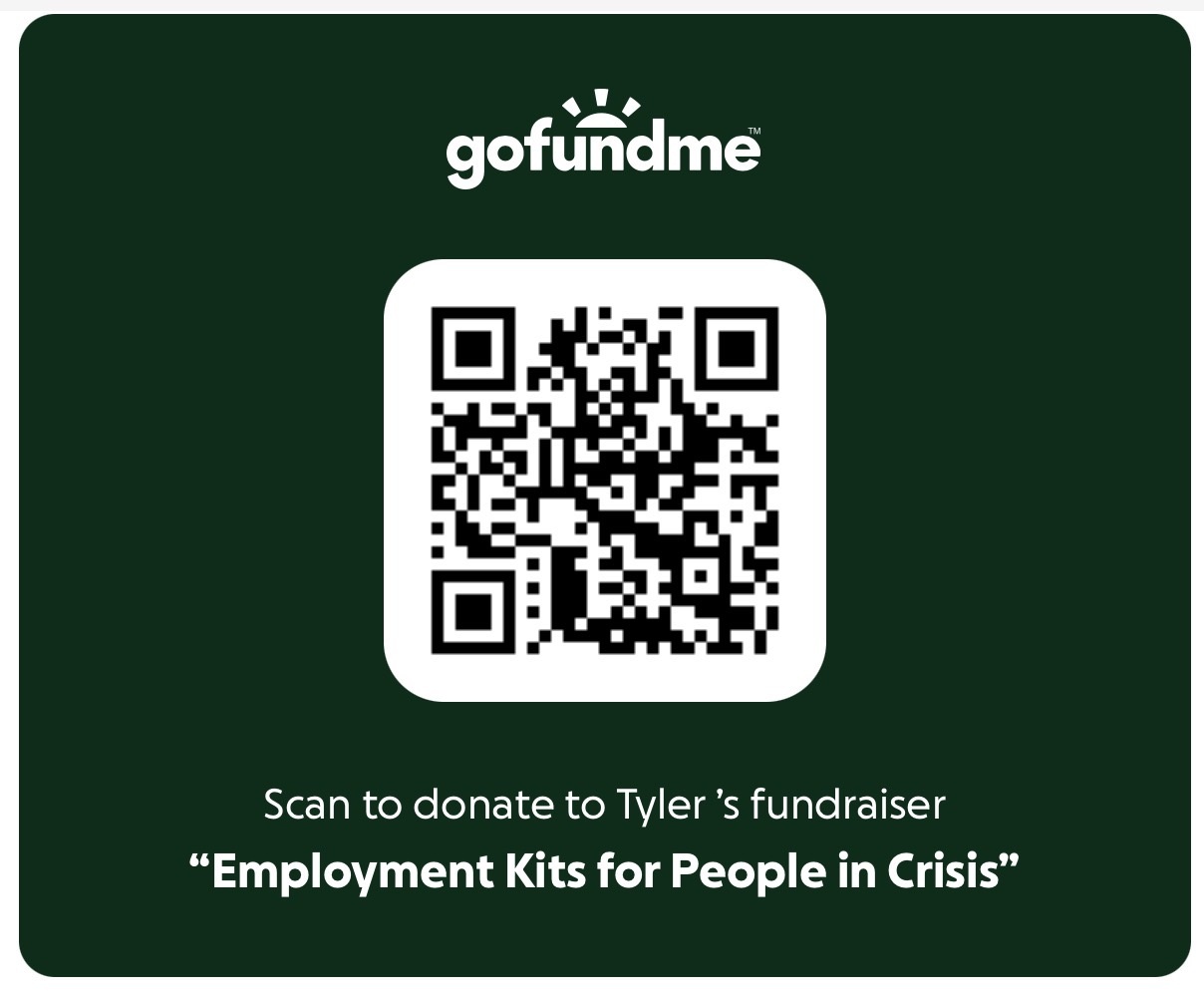 GoFundMe QR code for Employment Kits for People in Crisis