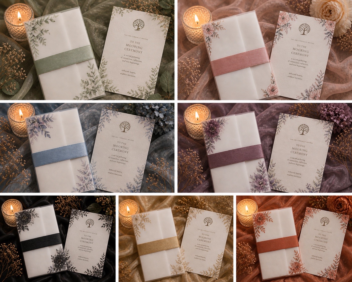 Mooring Ceremony invitation sleeve color collection