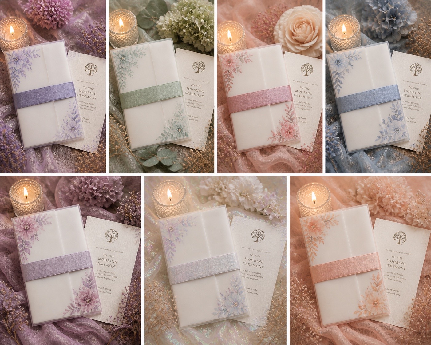 Dreamy Mooring Ceremony floral invitation sleeves